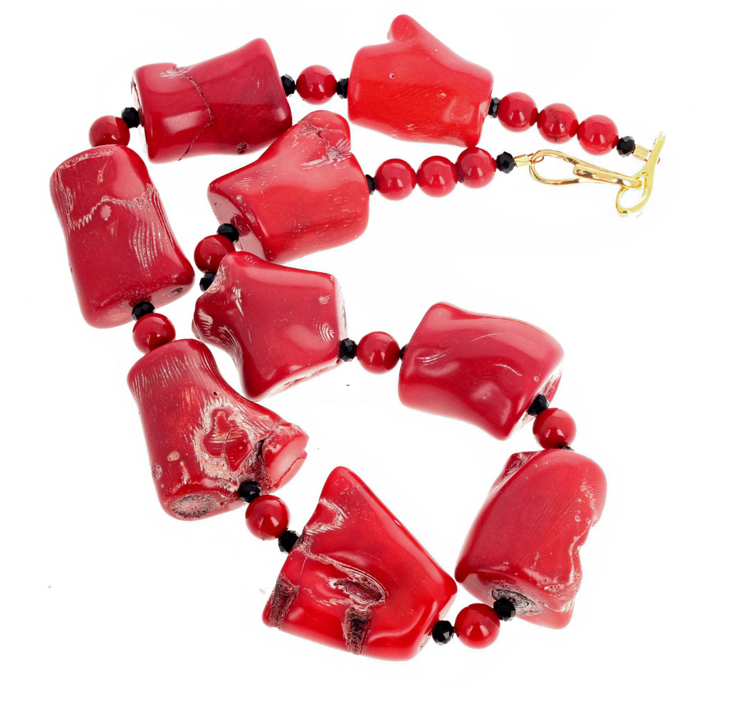Red Bamboo Coral and Spinel Necklace