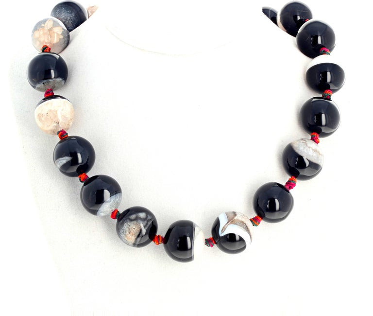 Black and White Natural Onyx Necklace