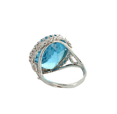 22.5 Carat Blue Topaz Sterling Silver Ring