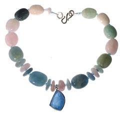 Aquamarine Pendant on Beryl Necklace