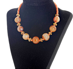 Agate and Carnelian and Citrine Handmade Necklace