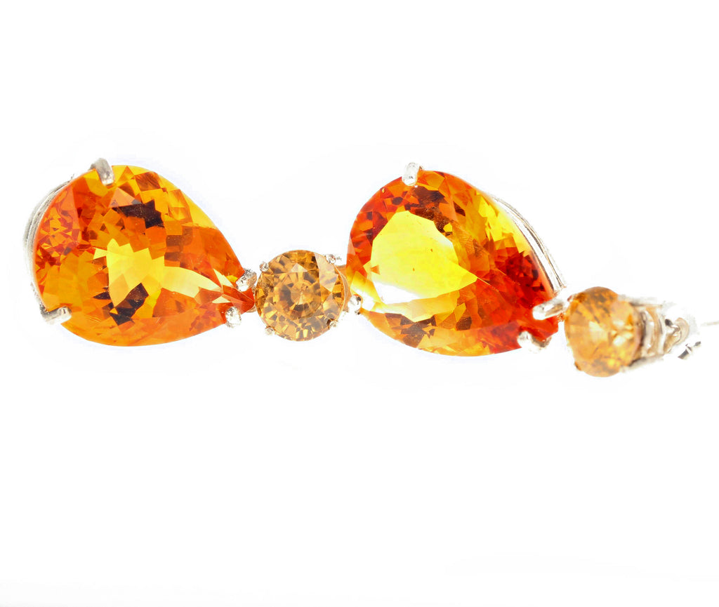 Cambodian Zircons and Citrine Sterling Silver Earrings