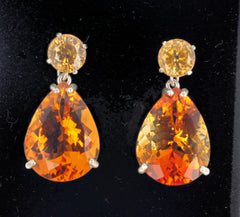 Cambodian Zircons and Citrine Sterling Silver Earrings