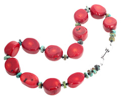 Bamboo Coral, Turquoise, and Spinel Necklace