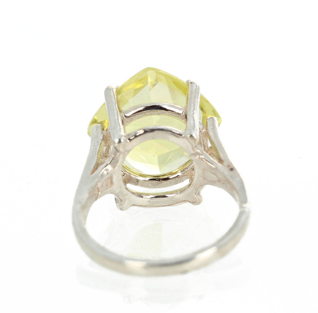 Glittering Lemon Quartz Sterling Silver Ring