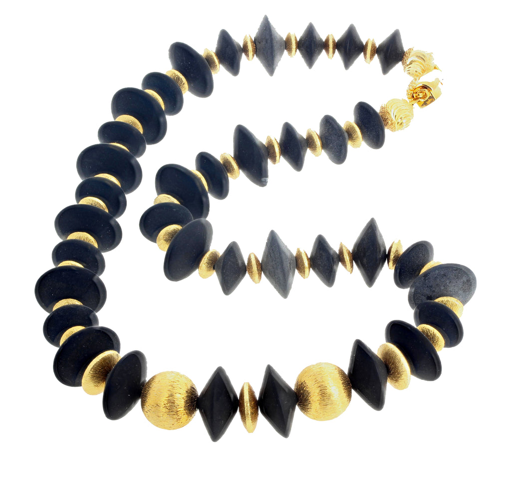 Goldy Rondels and Black Onyx Necklace
