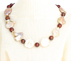 Coin Pearls and Copper Pearls Necklace