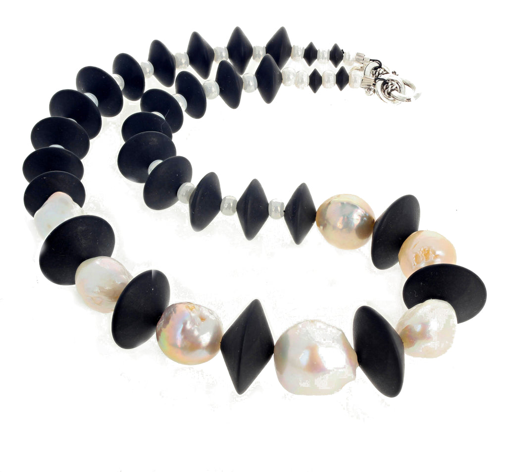 Large Cultured Pearls and Black Onyx Necklace