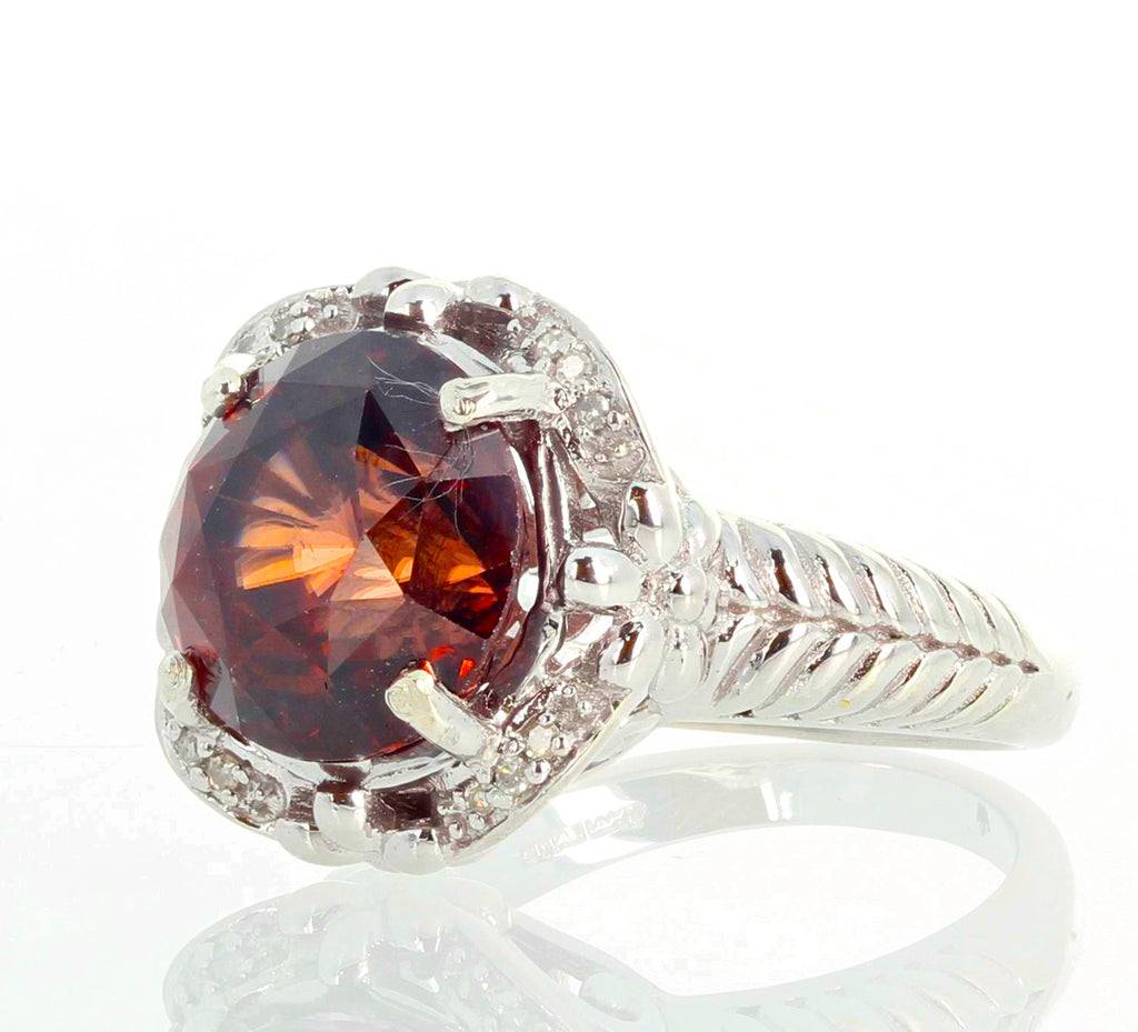 Glittering 9.6 Carat Cambodian Zircon and Diamond Ring