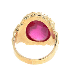 Unique Huge 15 Carat Ruby 14Kt Yellow Gold Ring