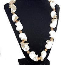 Curly Pearl Shell and Goldy Lava Necklace