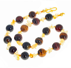 Glowing Tiger Eye and Citrine Necklace