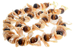 Huge Pearl Shells and Tiger Eye Necklace