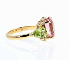 Tourmaline and Peridot and Diamond 18K Yellow Gold Ring