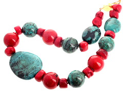 Unique Turquoise and Bamboo Coral Necklace